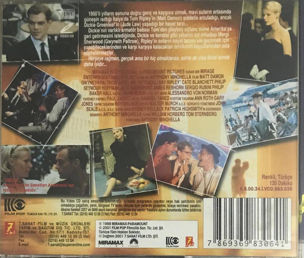 Yetenekli Bay Ripley VCD Film VCD5641 - 2