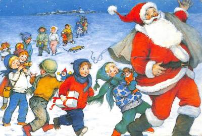 Yılbaşı Noel Baba Temalı Kartpostal KRT17267 - 1