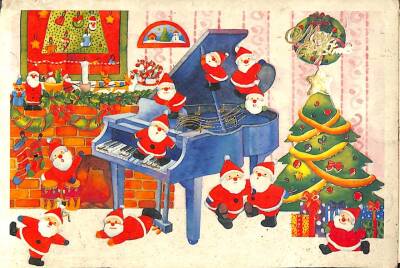 Yılbaşı (Yeniyıl) Noel Baba Temalı Açılır Kapak Kartpostal KRT16646 - 1