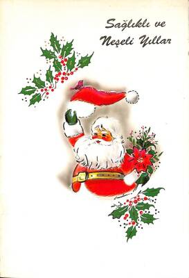 Yılbaşı (Yeniyıl) Noel Baba Temalı Açılır Kapak Yaldızlı Kartpostal KRT15924 - 1