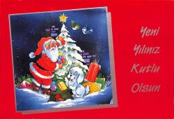 Yılbaşı (Yeniyıl) Noel Baba Temalı Kartpostal KRT14100 - Gökçekoleksiyon