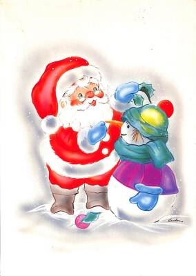 Yılbaşı (Yeniyıl) Noel Baba Temalı Kartpostal KRT14162 - 1