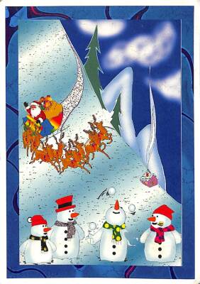 Yılbaşı (Yeniyıl) Noel Baba Temalı Kartpostal KRT14170 - 1