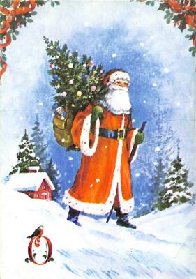 Yılbaşı (Yeniyıl) Noel Baba Temalı Kartpostal KRT14499 - 1