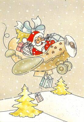 Yılbaşı (Yeniyıl) Noel Baba Temalı Kartpostal KRT14532 - 1