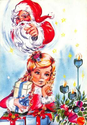 Yılbaşı (Yeniyıl) Noel Baba Temalı Kartpostal KRT14541 - 1