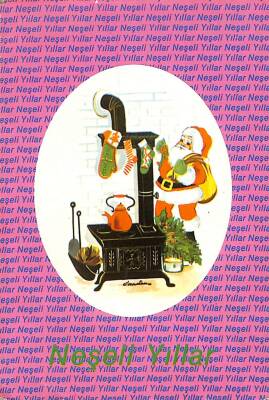 Yılbaşı (Yeniyıl) Noel Baba Temalı Kartpostal KRT14578 - 1
