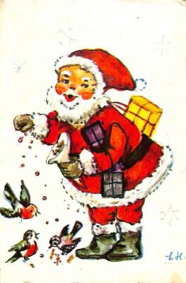 Yılbaşı (Yeniyıl) Noel Baba Temalı Kartpostal KRT14909 - 1