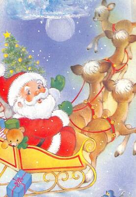 Yılbaşı (Yeniyıl) Noel Baba Temalı Kartpostal KRT14936 - 1