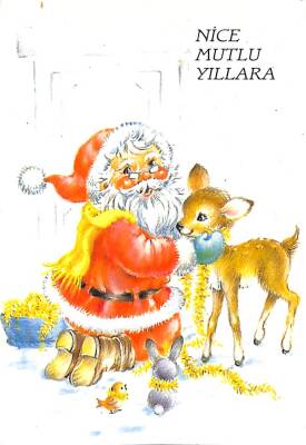 Yılbaşı (Yeniyıl) Noel Baba Temalı Kartpostal KRT14941 - 1