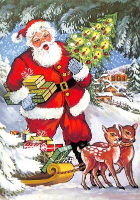Yılbaşı (Yeniyıl) Noel Baba Temalı Kartpostal KRT14992 - 1