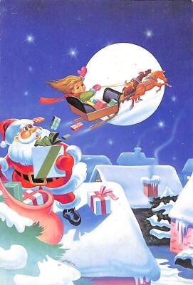 Yılbaşı (Yeniyıl) Noel Baba Temalı Kartpostal KRT14995 - 1