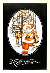 Yılbaşı (Yeniyıl) Noel Baba Temalı Kartpostal KRT15850 - 1