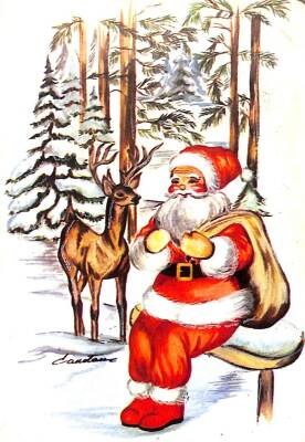Yılbaşı (Yeniyıl) Noel Baba Temalı Kartpostal KRT15916 - 1