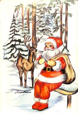 Yılbaşı (Yeniyıl) Noel Baba Temalı Kartpostal KRT15934 - 1