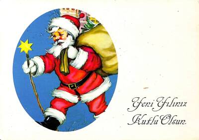 Yılbaşı (Yeniyıl) Noel Baba Temalı Kartpostal KRT16159 - 1