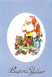Yılbaşı (Yeniyıl) Noel Baba Temalı Kartpostal KRT16822 - Gökçekoleksiyon