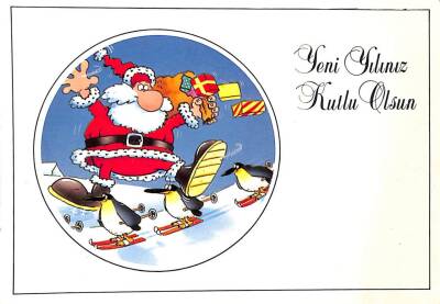 Yılbaşı (Yeniyıl) Noel Baba Temalı Kartpostal KRT17003 - 1