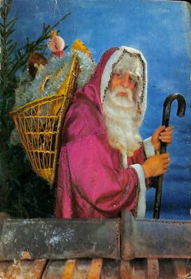 Yılbaşı (Yeniyıl) Noel Baba Temalı Simli Kartpostal KRT12372 - 1