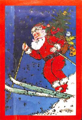 Yılbaşı (Yeniyıl) Noel Baba Temalı Simli Kartpostal KRT14206 - 1