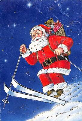 Yılbaşı (Yeniyıl) Noel Baba Temalı Simli Kartpostal KRT14475 - 1