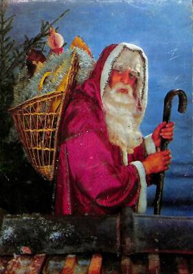 Yılbaşı (Yeniyıl) Noel Baba Temalı Simli Kartpostal KRT14477 - 1