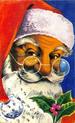 Yılbaşı (Yeniyıl) Noel Baba Temalı Simli Kartpostal KRT14482 - 1