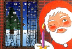 Yılbaşı (Yeniyıl) Noel Baba Temalı Simli Kartpostal KRT14486 - Gökçekoleksiyon