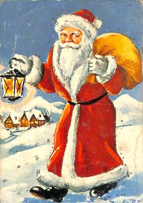 Yılbaşı (Yeniyıl) Noel Baba Temalı Simli Kartpostal KRT14519 - 1