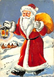 Yılbaşı (Yeniyıl) Noel Baba Temalı Simli Kartpostal KRT14531 - Gökçekoleksiyon
