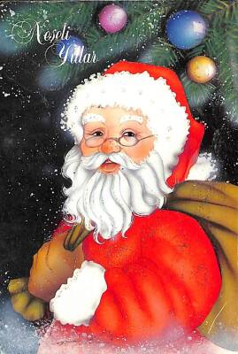 Yılbaşı (Yeniyıl) Noel Baba Temalı Simli Kartpostal KRT14554 - 1