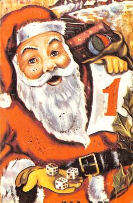 Yılbaşı (Yeniyıl) Noel Baba Temalı Simli Kartpostal KRT14894 - 1