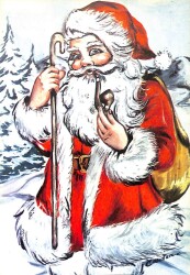 Yılbaşı (Yeniyıl) Noel Baba Temalı Simli Kartpostal KRT15852 - 1