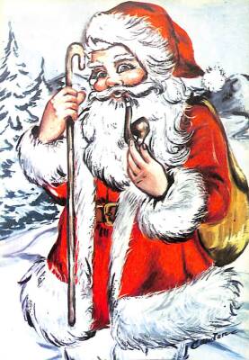 Yılbaşı (Yeniyıl) Noel Baba Temalı Simli Kartpostal KRT15852 - 1