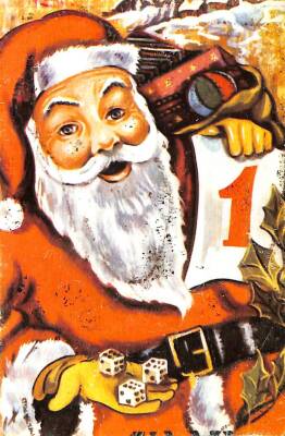 Yılbaşı (Yeniyıl) Noel Baba Temalı Simli Kartpostal KRT16620 - 1