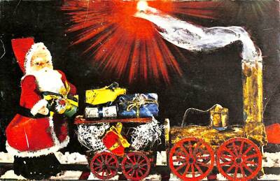 Yılbaşı (Yeniyıl) Noel Baba Temalı Simli Kartpostal KRT16937 - 1