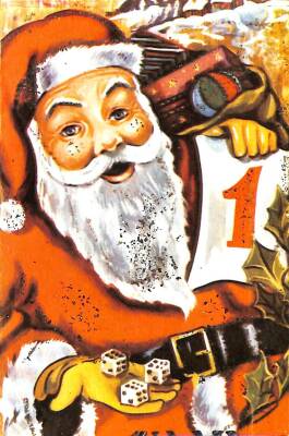 Yılbaşı (Yeniyıl) Noel Baba Temalı Simli Kartpostal KRT16947 - 1