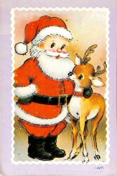 Yılbaşı (Yeniyıl) Noel Baba Temalı Yaldızlı Kartpostal KRT14507 - Gökçekoleksiyon