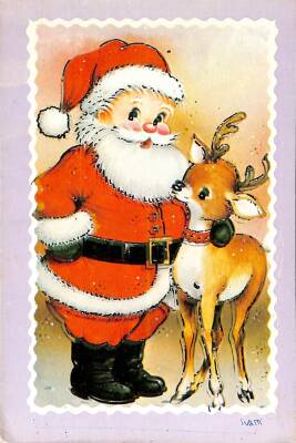 Yılbaşı (Yeniyıl) Noel Baba Temalı Yaldızlı Kartpostal KRT14507 - 1