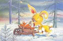 Yılbaşı (Yeniyıl) Sevimli Tavşan Temalı Simli Kartpostal KRT12532 - Gökçekoleksiyon