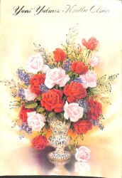 Yılbaşı (Yeniyıl) Temalı Açılır Kapak Yaldızlı Kartpostal KRT16451 - 1