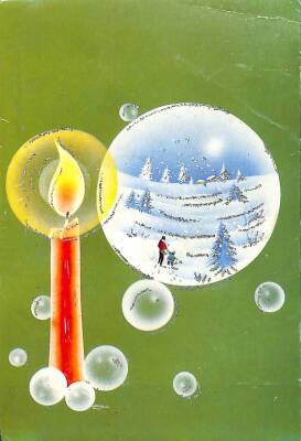 Yılbaşı (Yeniyıl) Temalı Simli Kartpostal KRT14174 - 1