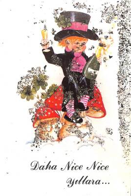 Yılbaşı (Yeniyıl) Temalı Simli Kartpostal KRT15855 - 1