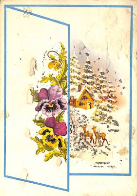 Yılbaşı (Yeniyıl) Temalı Simli Kartpostal KRT15972 - 1