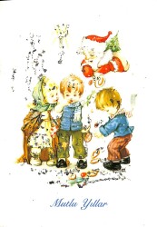 Yılbaşı (Yeniyıl) Temalı Simli Tebrik Kartı Kartpostal KRT12013 - Gökçekoleksiyon