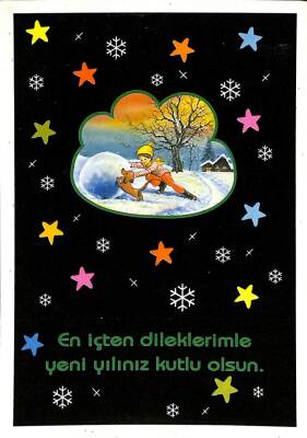 Yılbaşı (Yeniyıl) Temalı Tebrik -Kutlama Kartı Kartpostal KRT12127 - 1