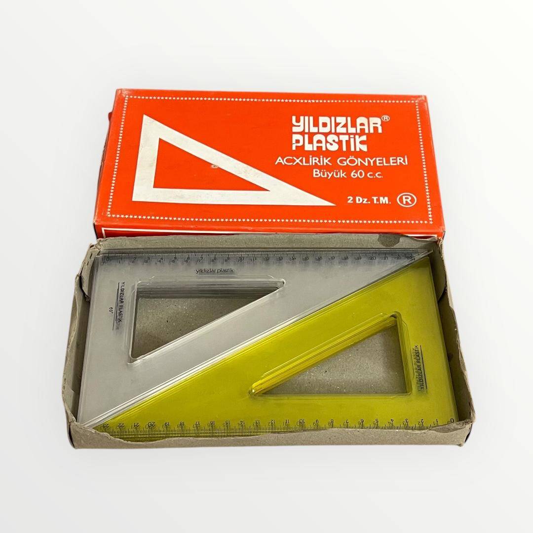 Yıldızlar Plastik Büyük Boy 60cm′lik Gönye 2 Renk Set AOB4829 - 1