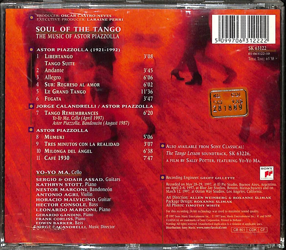 Yo-Yo Ma, Astor Piazzolla - Soul Of The Tango CD (İkinci El) CD5483 - 2