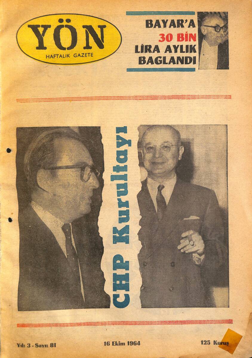 Yön Haftalık Gazete 16 Ekim 1964 - Hristiyanlık,Türkiye Ve Kıbrıs GZ157675 - 1