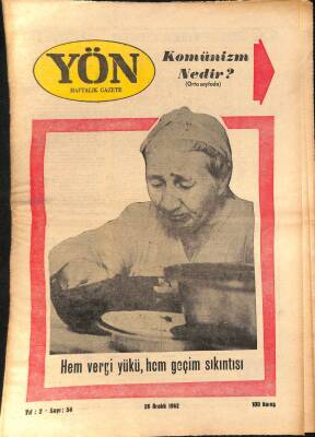 Yön Haftalık Gazete Gazetesi 26 Aralık 1962 - Hem Vergi Yükü , Hem Geçim Sıkıntısı GZ115596 - 1